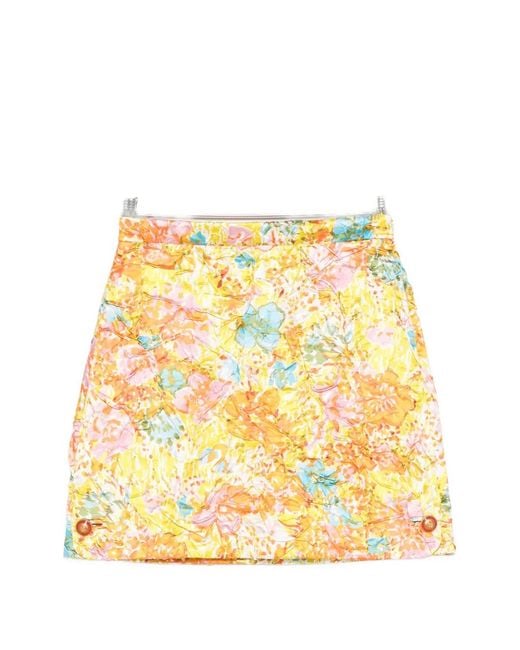 Versace Metallic Floral-Print Mini Skirt