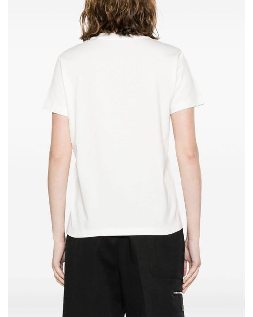 Moncler White Logo-patch Organic-cotton T-shirt
