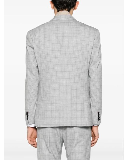 HUGO Blue Plaid-Check Single-Breasted Blazer for men