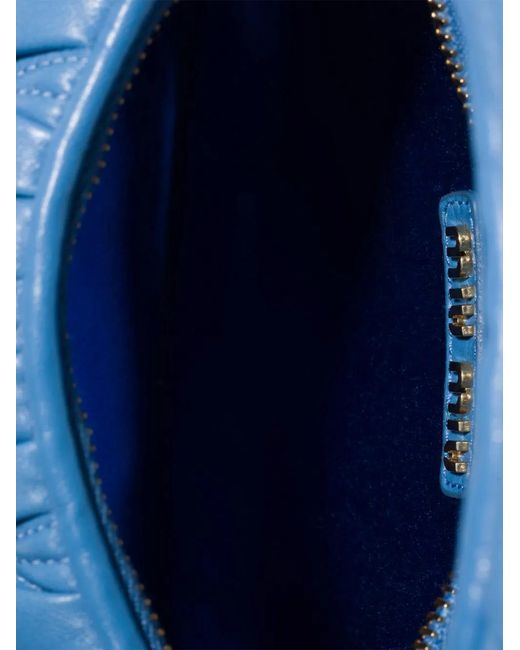 Miu Miu Blue Wander Matelassé Nappa Leather Tote Bag