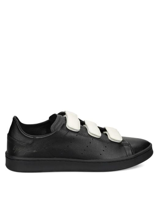 Y-3 Black Leather Strap Sneakers
