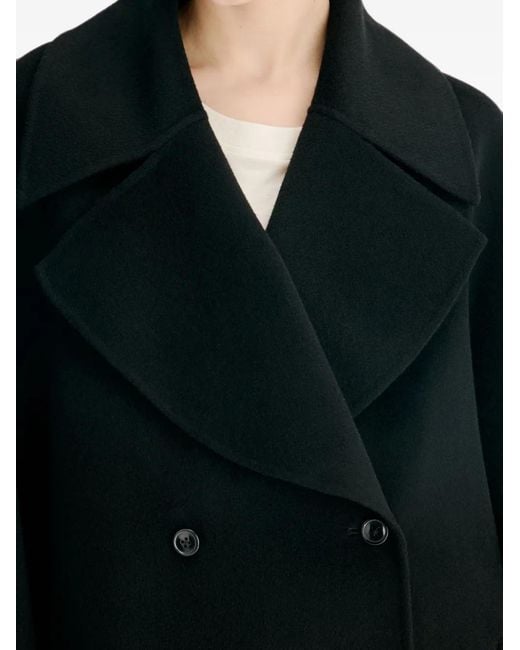 Loulou de Saison Black Double-Breasted Notch-Lapel Coat
