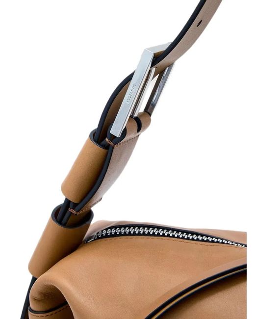 AllSaints Brown Noemie Zip-Detail Tote Bag