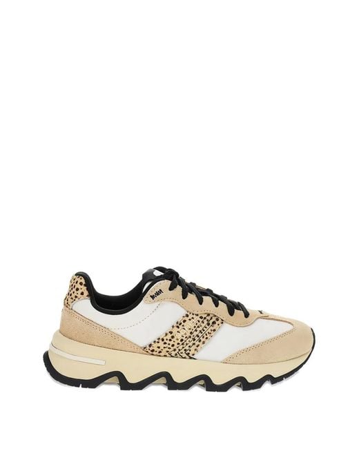 Sorel White Kinetic Ember Animal-Print Sneakers