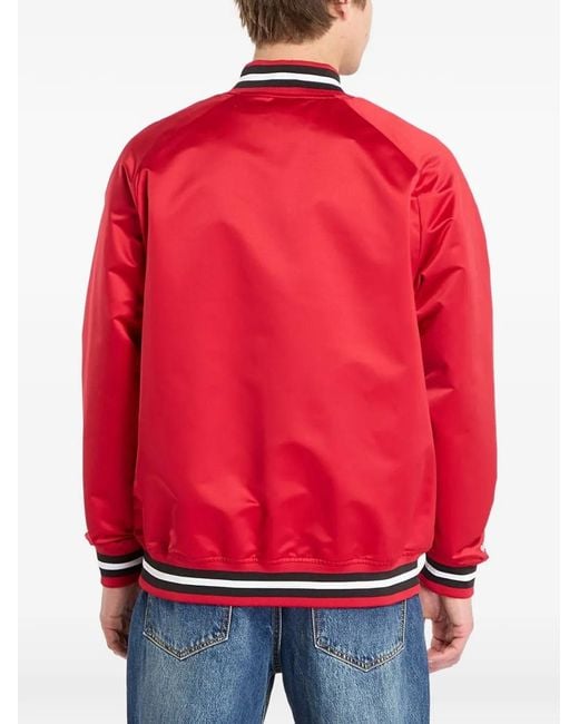 Mitchell & Ness Red Nba Logo-Print Bomber Jacket for men