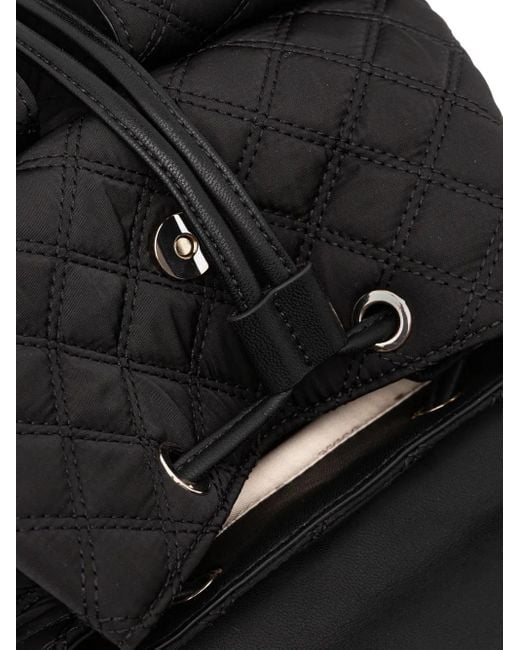 Guess Black Quilted-Effect Chain-Handle Backpack