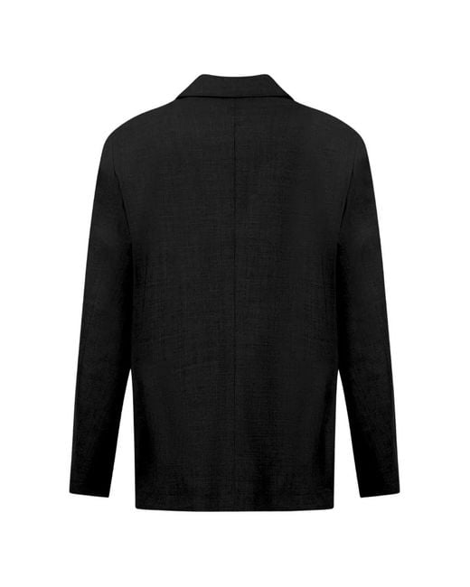 Amaranto Black Single-Breasted Notched-Lapels Blazer for men