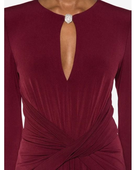 Nissa Red Crystal-Detail Midi Dress