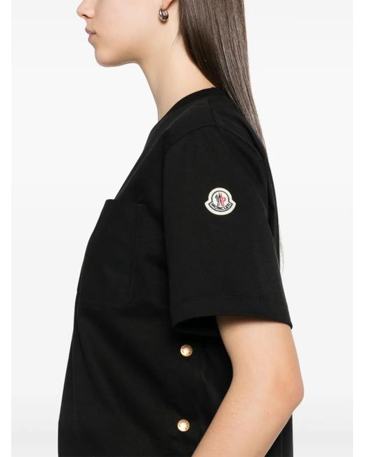 Moncler Black T-Shirt With Side Buttons