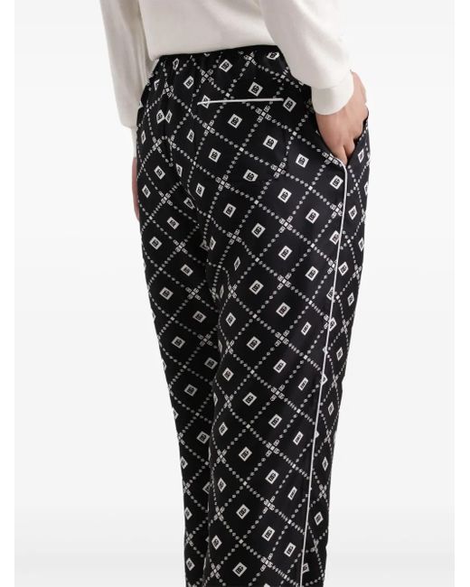 Dolce & Gabbana Black Geometric-Pattern Drawstring Trousers for men