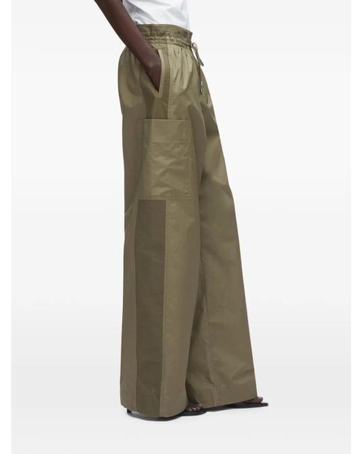 3.1 Phillip Lim Green Double-Waistband Poplin Trousers