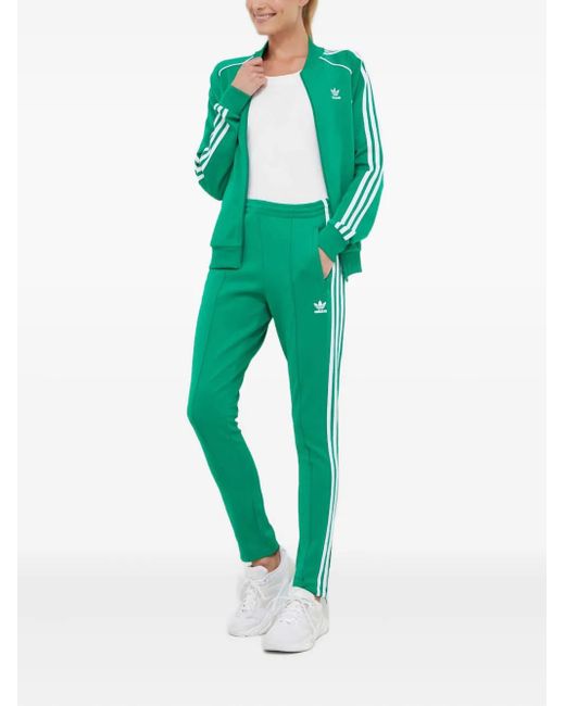 Adidas Green Three-Stripe Track Pants