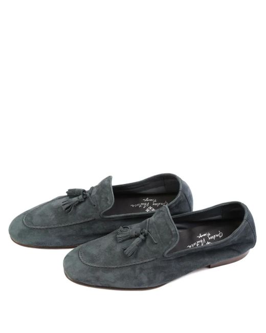 メンズ Andrea Ventura Firenze タッセル スエードローファー Black