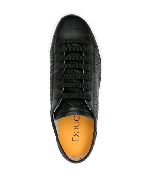 Doucal's Black Perforated Leather Sneakers
