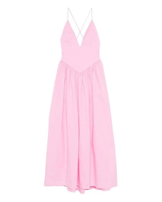 Adriana Degreas Pink V-Neck Straps Maxi Dress