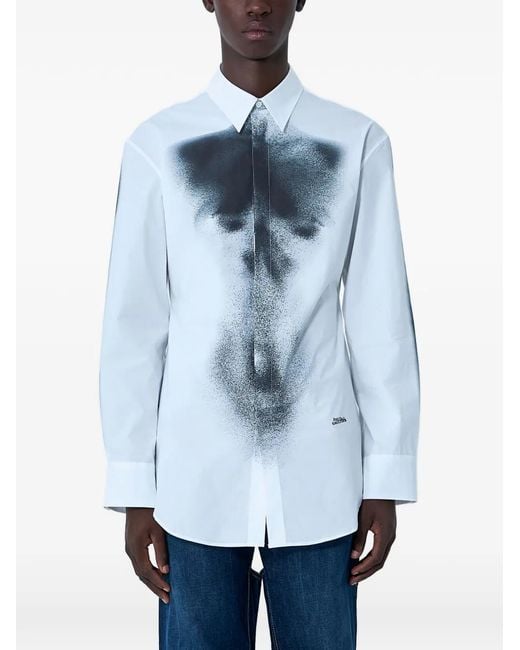 Jean Paul Gaultier Blue Print-Detail Button-Fastening Shirt for men