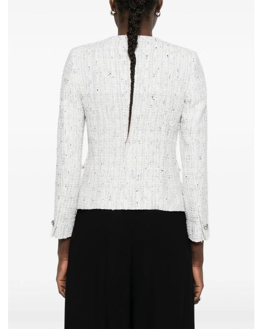 Tagliatore White Button-Up Tweed Jacket