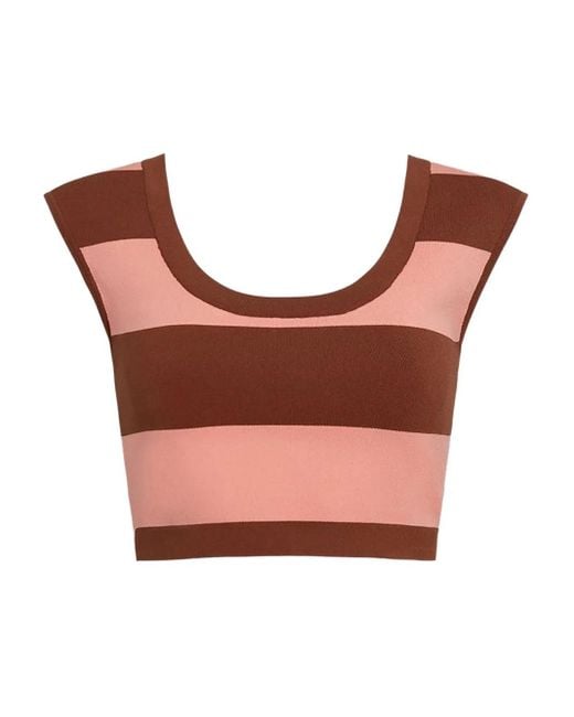 Tropic of C Pink Striped Cap-Sleeve Top
