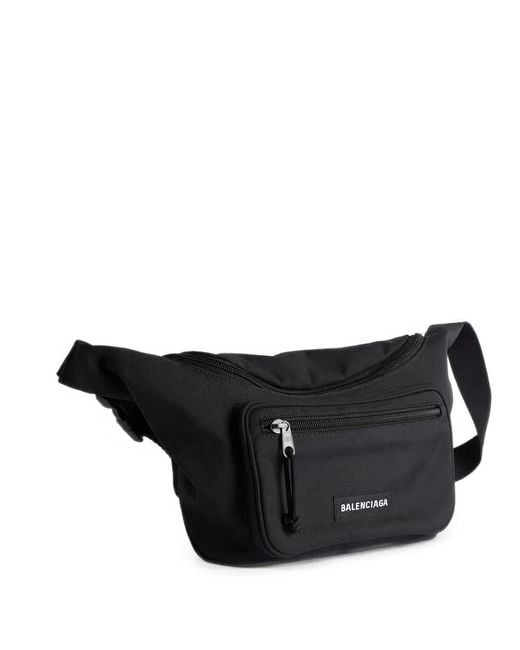 Balenciaga Black Logo-Patch Zip-Fastening Belt Bag for men