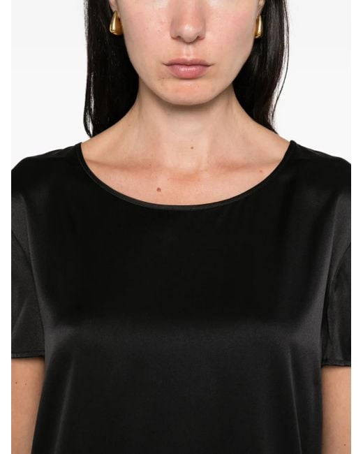Max Mara Black Satin Short-Sleeve Top