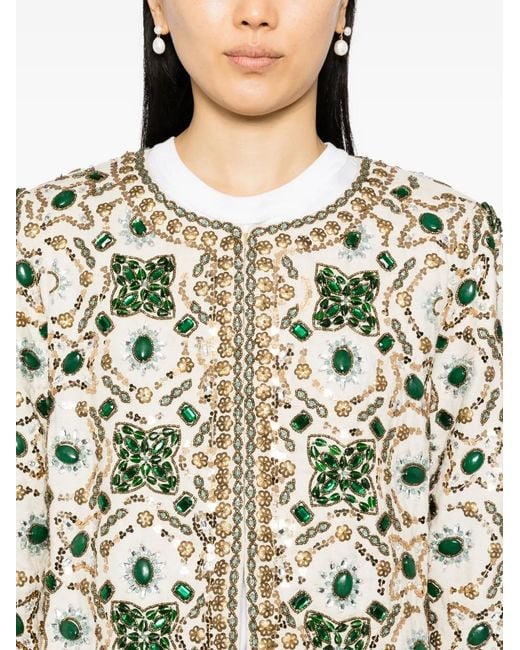 Alice + Olivia White Sequin Embellishment Jacket