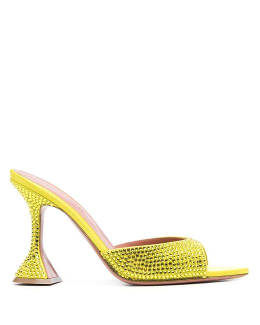 AMINA MUADDI Yellow Caroline Crystal Mules