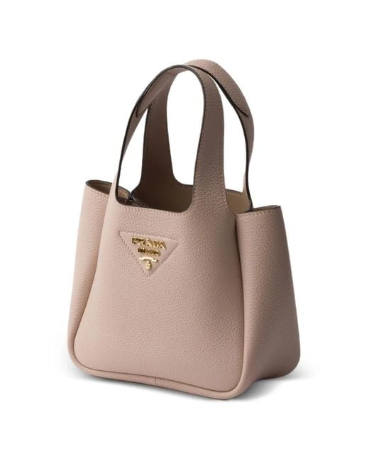 Prada Natural Mini Leather Tote Bag