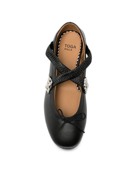 Toga White Elasticated-Strap Ballet Flats
