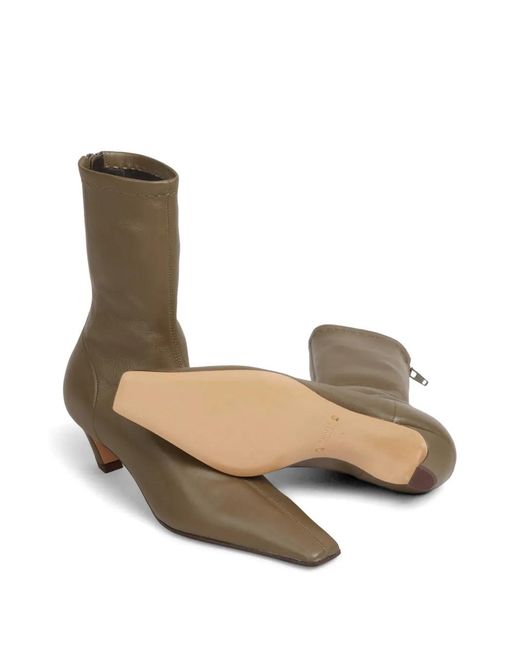 Khaite White Arizona Square-Toe Ankle Boots