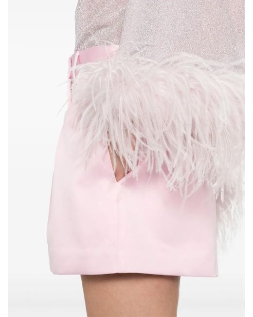 ROTATE BIRGER CHRISTENSEN Pink Satin High-Waisted Shorts