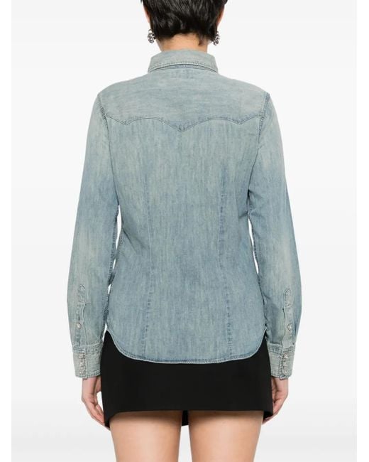 RRL Blue Western-Style Denim Shirt