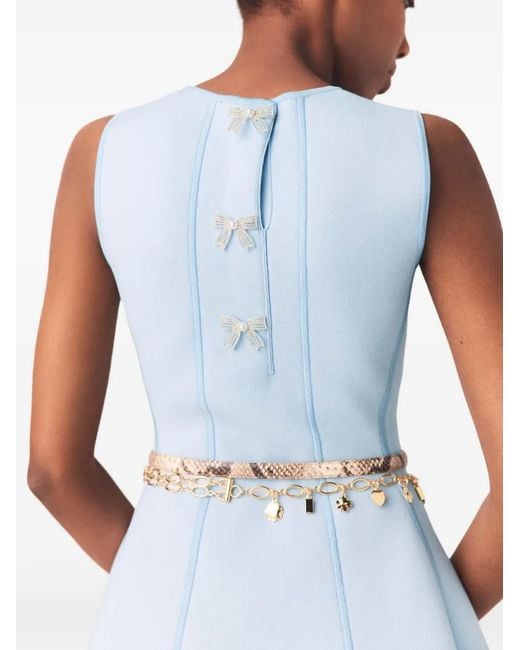 Maje Blue Skater Dress With Jewelled Bows