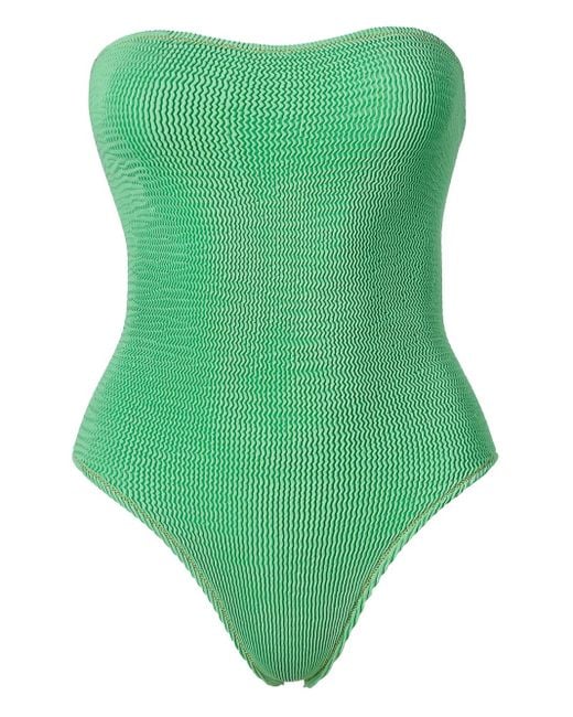 SOFIA ERHAN Green Strapless Ruched Swimsuit