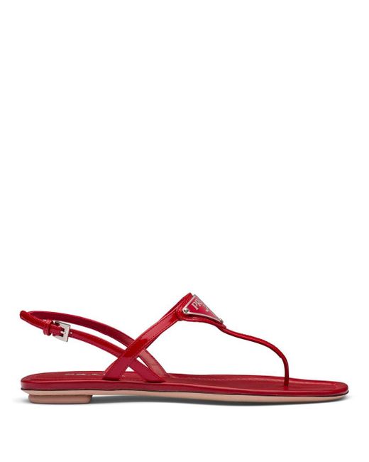 Prada Thong Strap Sandals in Red | Lyst