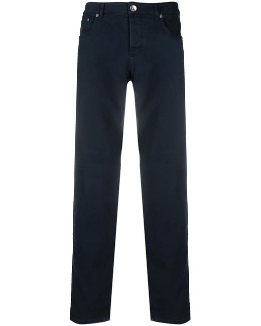 Vaqueros Rectos De Talle Medio Brunello Cucinelli de hombre de color Blue