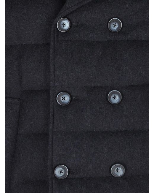 Herno Blue Double-Breasted Padded Coat for men