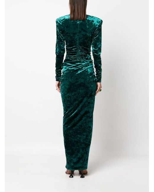 Alexandre Vauthier Green Plunging V-neck Velvet Maxi Dress