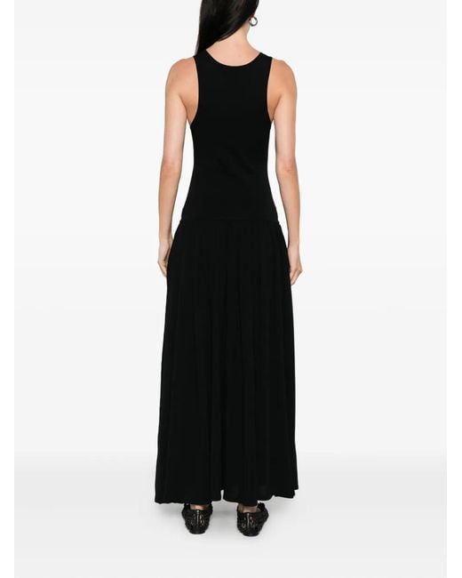 Loulou de Saison Black Jada Racer-Back Gathered Maxi Dress