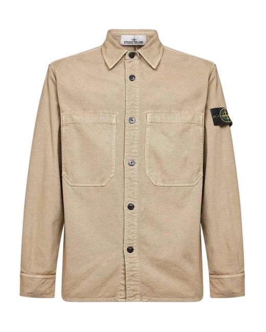 メンズ Stone Island パッチポケット シャツ Natural