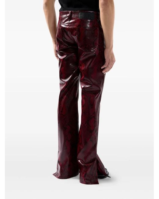 Gcds Red Split Hem Snakeskin Trousers for men