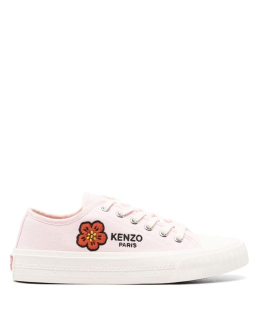 KENZO White Boke Flower-embroidered Sneakers
