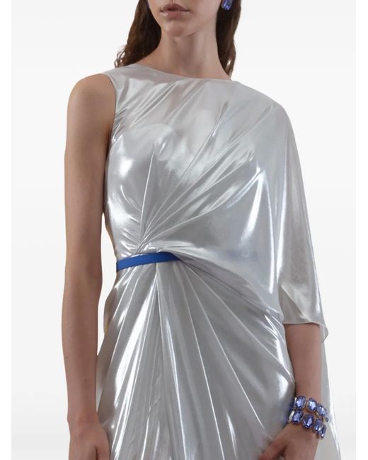 Gemy Maalouf White Asymmetrical Pleated Dress