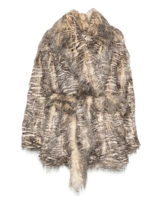 Entire studios Natural Juno Tiger-Print Faux-Fur Coat