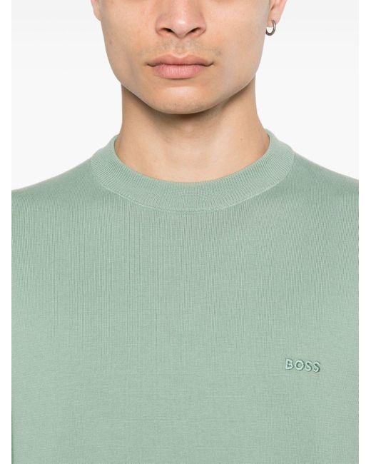 Boss Green Embroidered-logo Cotton Jumper for men