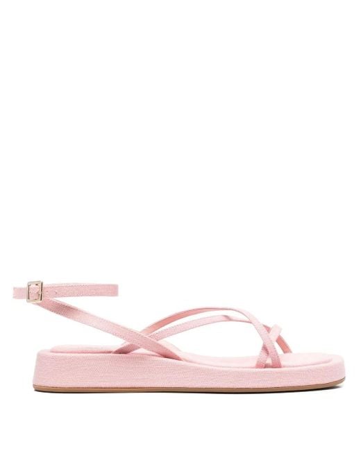 Gia Borghini Pink Multi-Way Strap Flatform Sandals