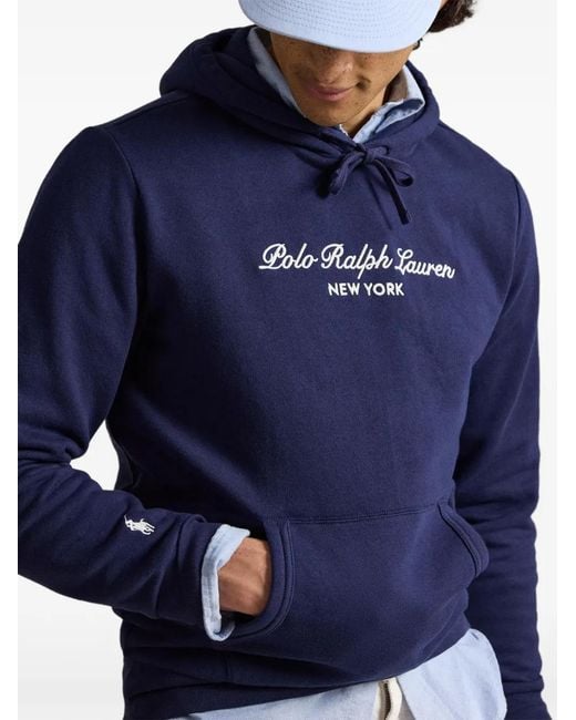 Polo Ralph Lauren Blue Logo-Embroidered Drawstring Hoodie for men