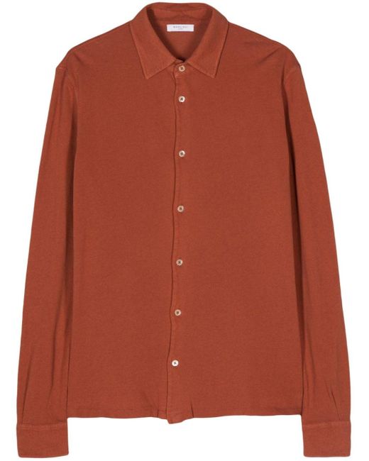 Boglioli Orange Long-sleeves Piqué Shirt for men