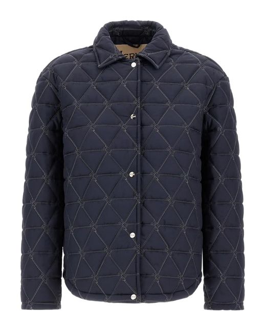 Herno Blue Diamond-Quilted Padded Jacket