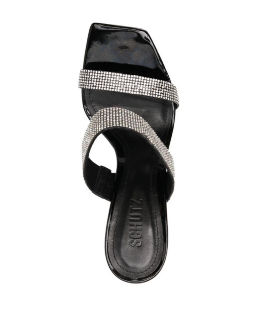 SCHUTZ SHOES Metallic 120mm Crystal-embellished Leather Mules