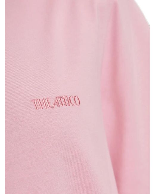 The Attico Pink Padded-Shoulder T-Shirt